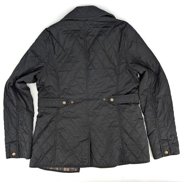 LL Bean Womens Black Quilted Riding Jacket Plaid Lining Corduroy Trim XS 284359 - Picture 2 of 9